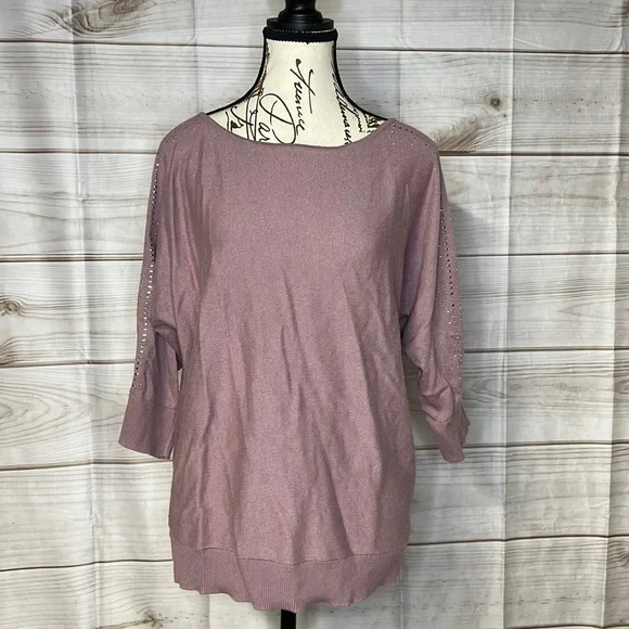 7th Avenue New York & Company Lavender 3/4 Sleeve Top - Picture 1 of 9